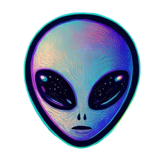 The Astral alien emblem on a cosmic music record